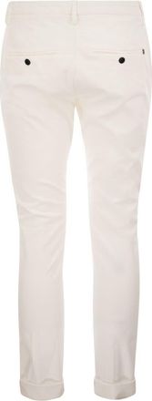 Dondup Mens Gaubert - Slim-fit Gabardine Trousers - Ivory Cotton - Size 40 (Waist)