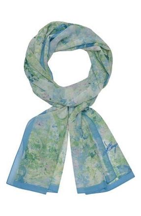 Karl Lagerfeld Watercolor Garden Chiffon Scarf in Sky Blue at Nordstrom Rack