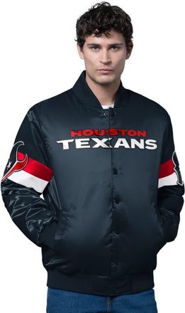Starter Mens Starter Navy Houston Texans Triple Option Satin Varsity Full-Snap Jacket at Nordstrom, Size Xxx-Large