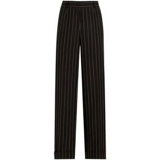 Dolce & Gabbana Broeken, Dames, Zwart, M, Hoge Taille Krijtstreep Broek