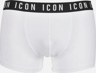 Dsquared2 Mens ICON Waistband Boxer Trunk, White/black - Size: 38/39/32