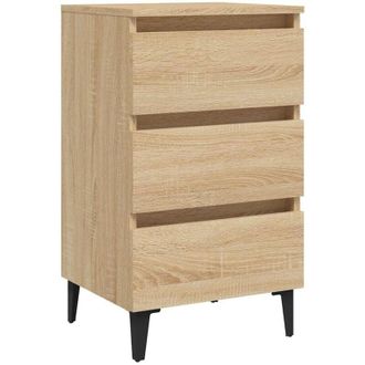 vidaXL Bed Cabinet with Metal Legs Sonoma Oak 40x35x69 cm Vidaxl