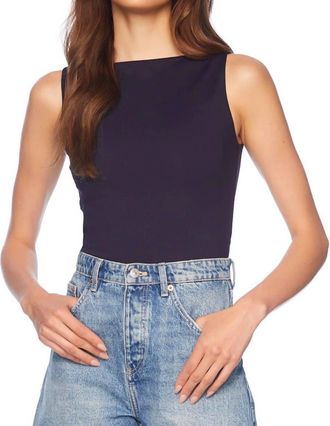 Susana Monaco Wide Neck Sleeveless Top In Navy