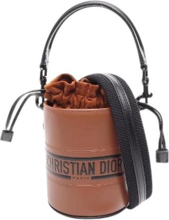Dior Pre-owned Vibe Micro Bucket Leather Handbag - Dames - Vintage Tas - Bruin - ONE Size - Leer - Vintage