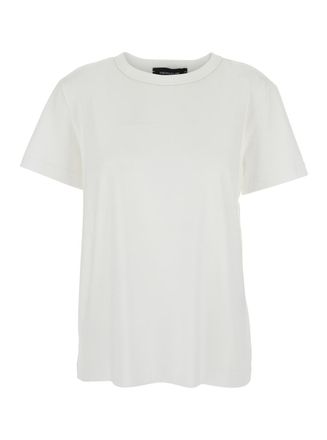 Fabiana Filippi White Crewneck T-Shirt With Dropped Shoulder In Cotton Woman