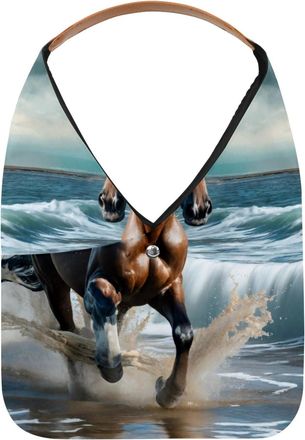 Generic Running Horse Reusable Lightweight Grocery Bags - Foldable Into Compact Pouch, Washable & Sturdy, Multipurpose for Shopping and Travel