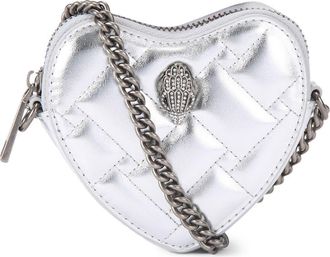 Kurt Geiger Micro Heart Leather Crossbody Bag in Silver at Nordstrom