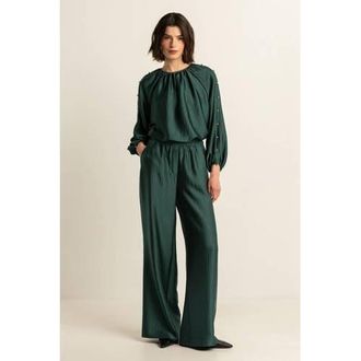 Expresso wide leg high waist pantalon donkergroen