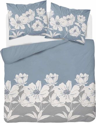 OEM Ropa De Cama De Franela 220x200 Flores Azul Ceniza