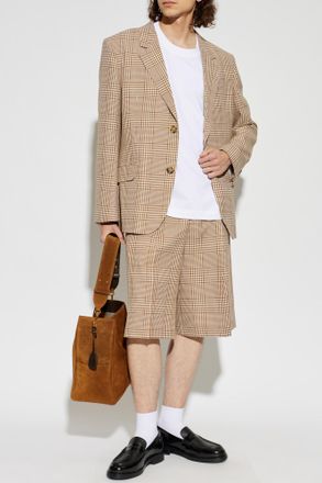 Ami Plaid Pattern Shorts, Mens, Brown