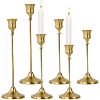 OEM Candelabro Dorado, Juego De 6 Portavelas, Soporte Para Velas, Ideal Para Velas De Mesa, Sala De Estar, Comedor, Halloween Y Navidad (dorado)