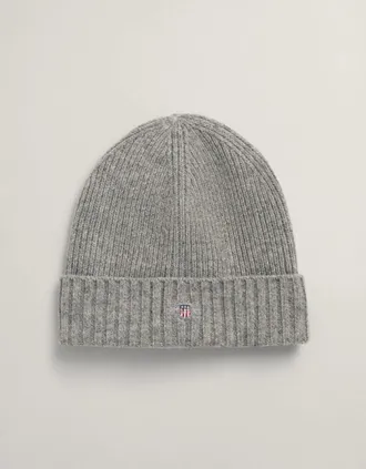 GANT Mens GANT Unisex Shield Wool Beanie - 93 Grey Melange - Size: ONE size