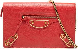 Balenciaga Pre-owned Balenciaga Goatskin Motocross Metallic Edge Wallet on Chain Ladies WGW0YORHZGBS850N