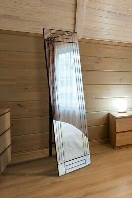 MirrorOutlet All Glass Modern Cheval Triple-Bevel Free Standing Mirror 170 x 58 CM in Silver | Size: 1 Pack