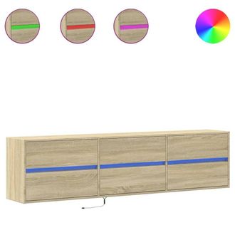 Berkfield Home TV Wall Cabinet with LED Sonoma Oak 180x31x45 cm in Light Oak | Size: 180 x 31 x 45 cm