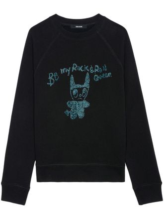 Zadig&Voltaire Upper Strass sweatshirt - women - Organic Cotton - S - Black