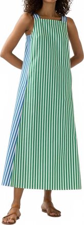 Ann Mashburn Womens Lise Maxi Dress In Green/blue/white Mixed Awning Stripe