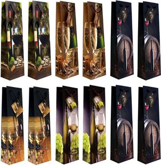 Trade Shop Trade Shop - Set 12 Pezzi Buste Da Regalo 12x34.5x10cm Sacchetti Sacchetto Vino Bottiglie