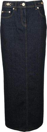 Versace Collection Long Denim Skirt - Navy Blue