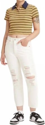 Levi's Womens 501 Original Cropped Jeans In White