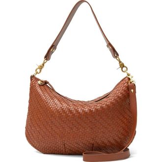 Clare Vivier Moyen Woven Leather Messenger Bag in Hazelnut Woven Zig Zag at Nordstrom