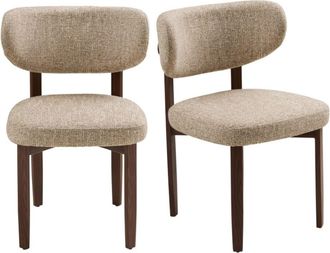 Moloo Silla de tela beige con patas oscuras x2