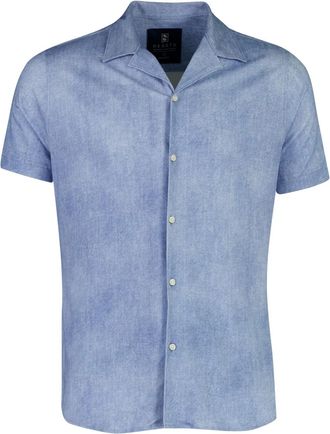 DeSoto Regular Fit overhemd blauw gem&ecirc;leerd katoen