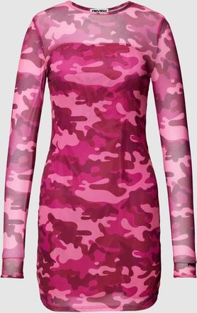 Review Mesh Longesleeve Minikleid in Fuchsia, Gr&ouml;&szlig;e XS
