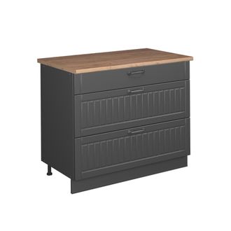 Vicco Mueble Bajo De Cocina Fame-line, Gris Oscuro/antracita, 100 Cm, Et Roble, Vicco