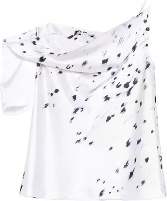 Iro Grey Printed One Shoulder Top