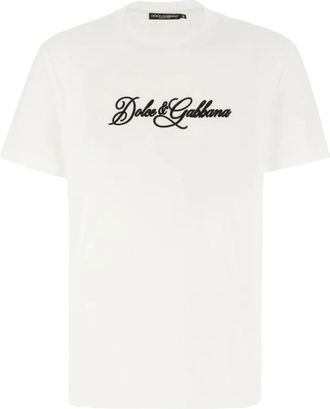 Dolce & Gabbana Logo Plaat T-shirt - Heren - T-shirts - Wit - XL - Katoen - Tops