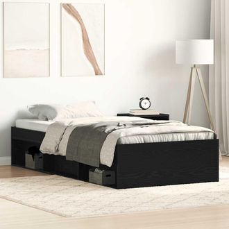 Berkfield Home Bed Frame without Mattress Black Oak 90x190 cm Engineered Wood in Brown