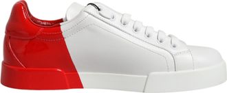 Dolce & Gabbana Mens Portofino Sneakers Color Block - White Leather - Size EU 39