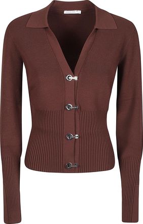 Patrizia Pepe Fitted Viscose-Blend Polo Collar Knit