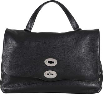 Zanellato Black Postina Daily Medium Double Swivel Leather Shoulder Bag