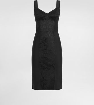 Dolce & Gabbana Sheath Dress In Elastic Fabric And Lace - Woman Dresses Black 40