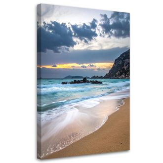 Feeby Cuadro Sobre Lienzo, Playa Mar Rocas Paisaje, 70x100