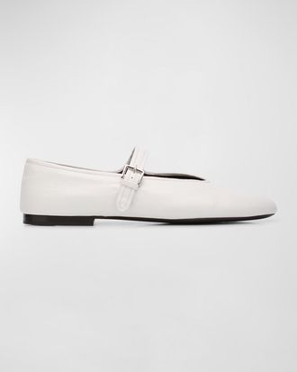 The Row Boheme Leather Mary Jane Ballerina Flats