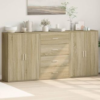 vidaXL Vidaxl - Aparadores 3 Uds Madera De Ingenier&iacute;a Roble Sonoma 60x31x84 Cm