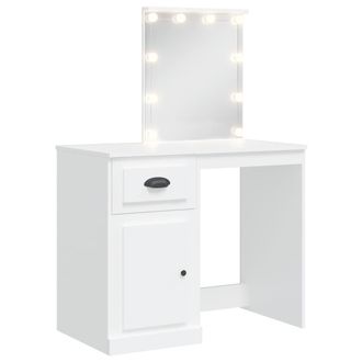 vidaXL Tocador Con Luces Led Blanco 90x42x132,5 Cm Vidaxl