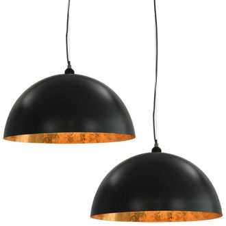 Berkfield Home Ceiling Lamps 2 pcs Black & Gold Semi-spherical 50 cm E27