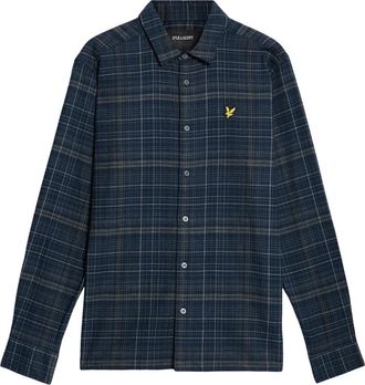 Lyle & Scott Overhemden, Heren, Blauw, XS, Katoen, Geruit Flanellen Overhemd
