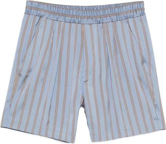 Tom Ford Regular Stripe Zijde Jacquard Pliss&eacute; Lounge Shorts - Heren - Korte broeken - Blauw - Maat: W32 Zijde