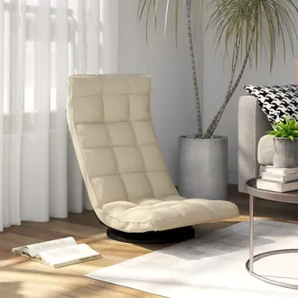 vidaXL Silla De Suelo Giratoria De Tela Crema Vidaxl