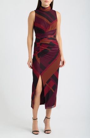 Vince Camuto Patterned Mesh Body-Con Dress in Wine at Nordstrom, Size 12