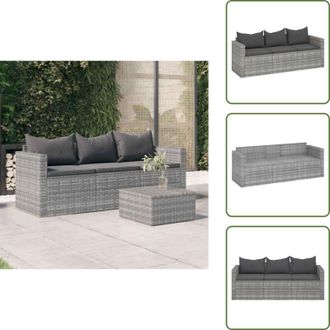 vidaXL The Living Store Divano da Giardino a 3 Posti con Cuscini in Polyrattan Grigio - Divano esterno