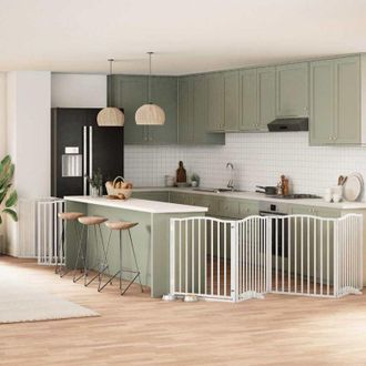 vidaXL Puerta De Perros Plegable 12 Paneles Madera &Aacute;lamo Blanca 960 Cm Vidaxl