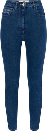 Elisabetta Franchi Jeans met logo - Dames - Skinny Jeans - Blauw - W28 - Katoen - Jeans