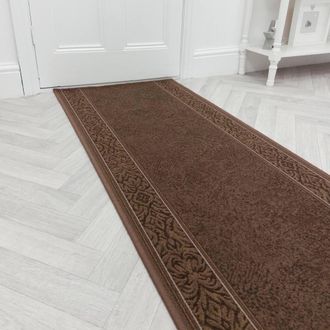 Runrug Hallway Runner Rug - Non-Slip, Hardwearing, 5.4mm - St Tropez in Dark Brown | Size: 100 cm x 210 cm