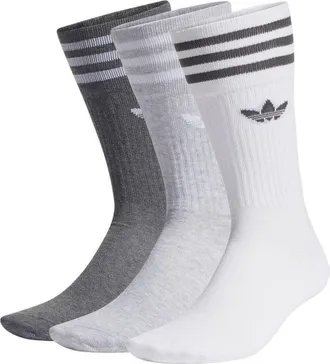 adidas Mens adidas originals Stripe Logo Sports Socks 3 Pairs White / Gray / Black H62021